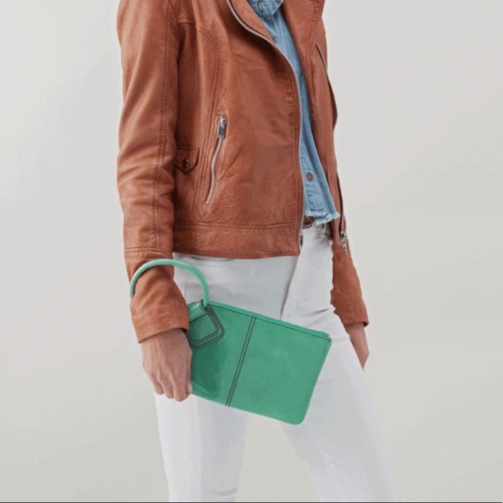HOBO • Sable Leather Clutch Wristlet in Mint Green - Picture 1 of 3
